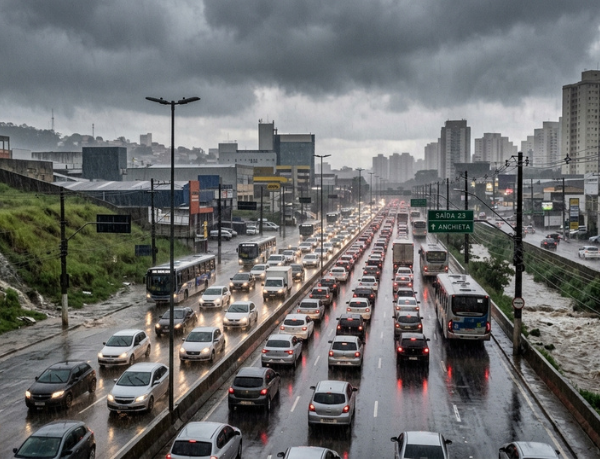 Chuva forte muda rotina no Grande ABC nesta segunda-feira e coloca trânsito e áreas de risco no radar