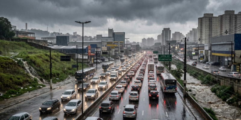 Chuva forte muda rotina no Grande ABC nesta segunda-feira e coloca trânsito e áreas de risco no radar